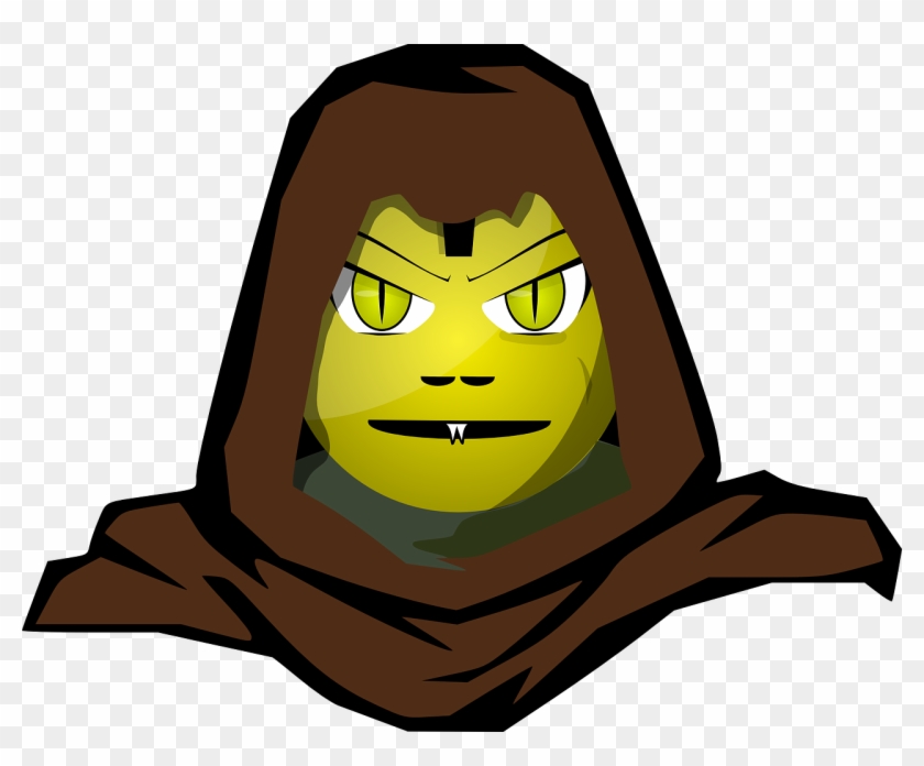 Image For Green Eyed Devil W Fangs Clip Art - Personagem Com Capuz Desenho #742533