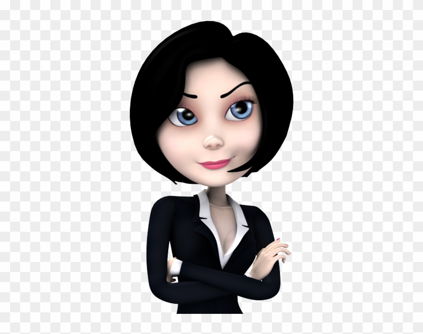 Self Confident 3d Cartoon Woman In Black Suit - 3d Cartoon Png #742959