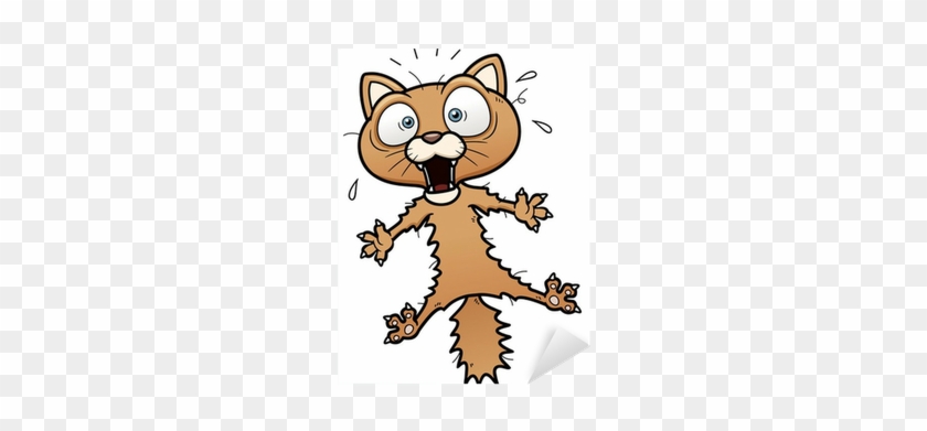 Vector Illustration Of Scared Cartoon Cat Sticker • - Scared Cartoon Cat #743275