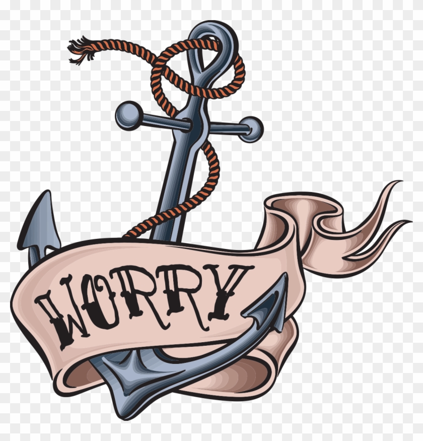 "worry" Tattoo - Art Print: Arty's Vintage Tattoo Design With Anchor, #744207