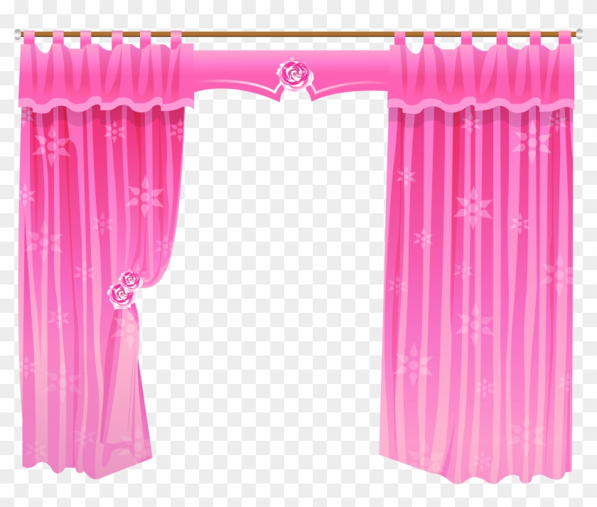 Transparent Shower Curtain With Design - Pink Curtain Clipart #744896