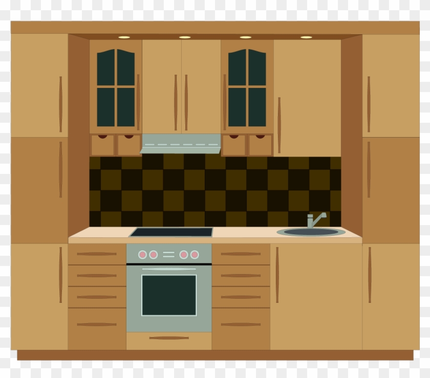 Kitchen Cabinet Furniture Clip Art Beautiful Kitchen - Vector Graphics #752186