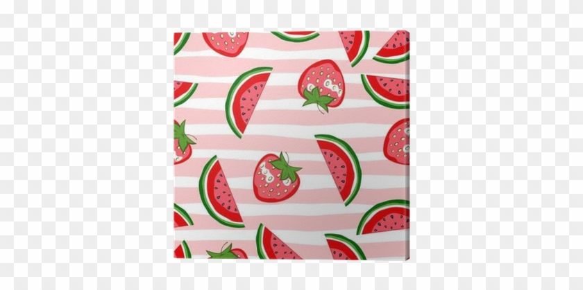 Quadro Em Tela Padrão Sem Emenda De Melancia E Morango - Fruit #754044
