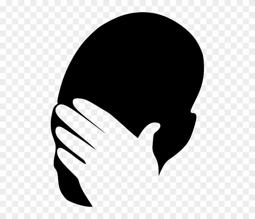 Ashamed, Sad, Silhouette, Face, Hand, Shield, Man - Facepalm Clipart #754521