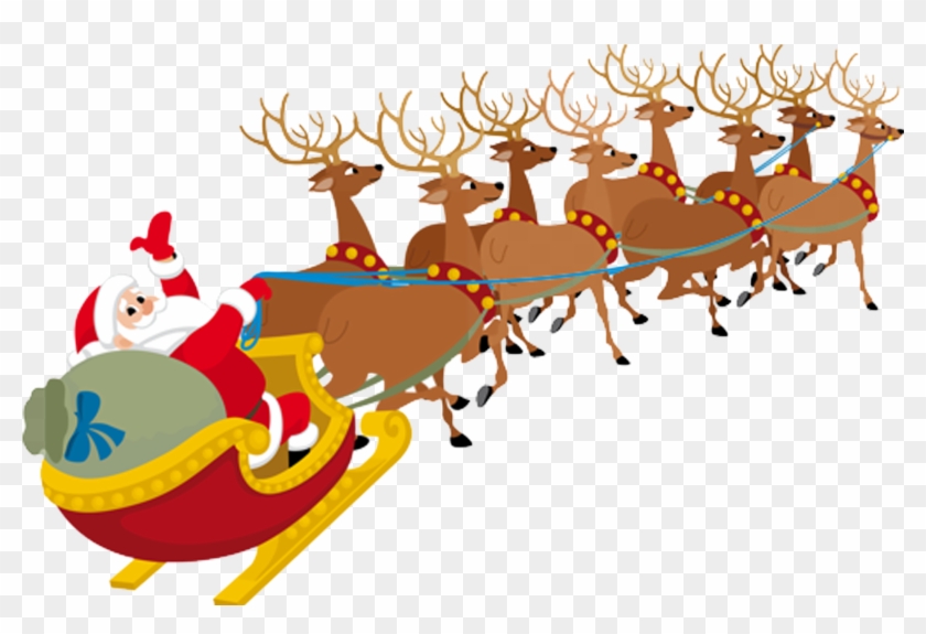 Santa Claus Village Santa Clauss Reindeer Clip Art - Père Noel Et Traineau #755385