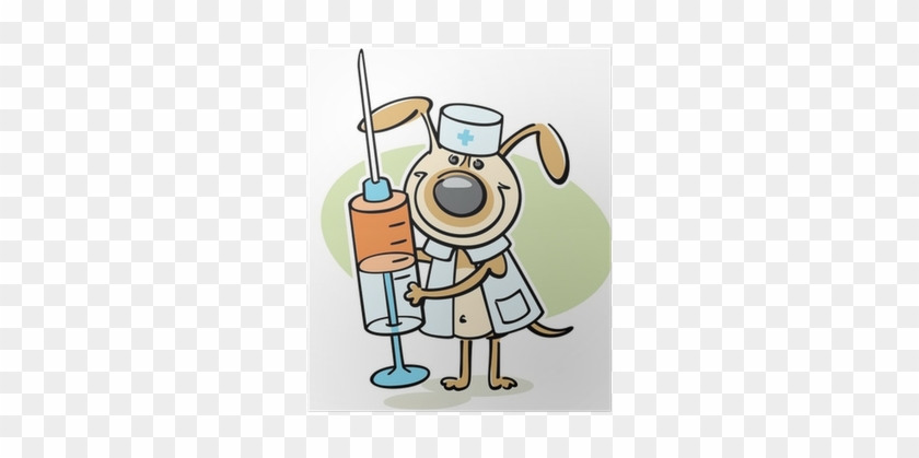 Veterinarian Character With Syringe Poster • Pixers® - Vacunas Para Perros Animadas #758459