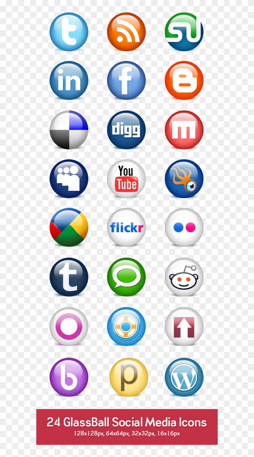 24 Glossy Social Media Icons - Social Media Icons Glass Png #759492