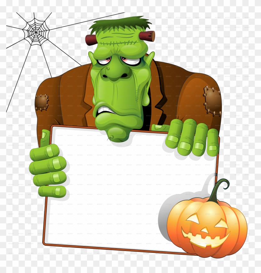 Cartoon-png 5000 - Frankenstein Monster Cartoon With Pumpkin Canvas Print #760125