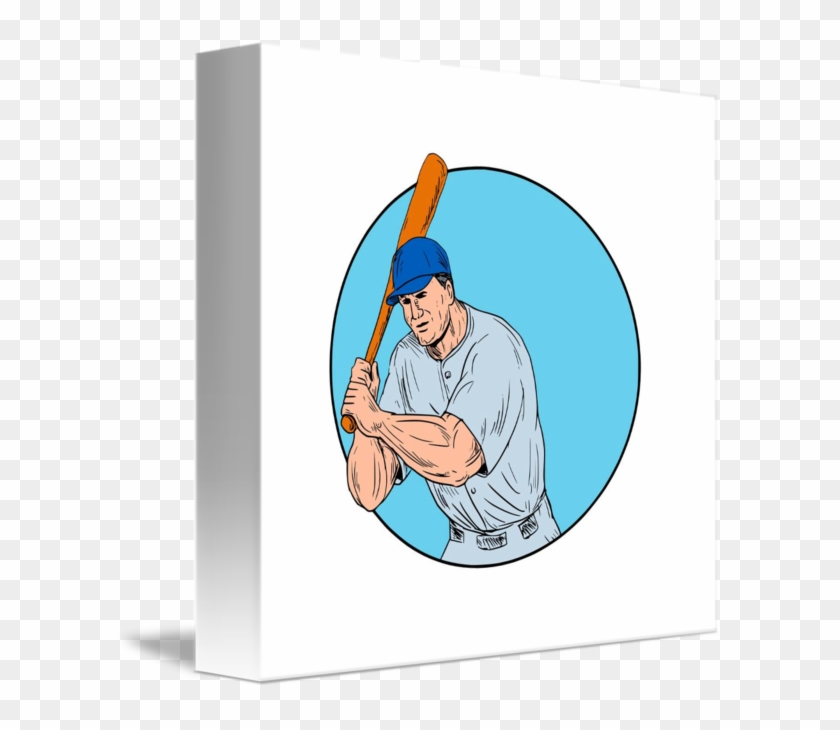 Baseball Player Holding Bat Drawing 15" Laptop Sle #765052