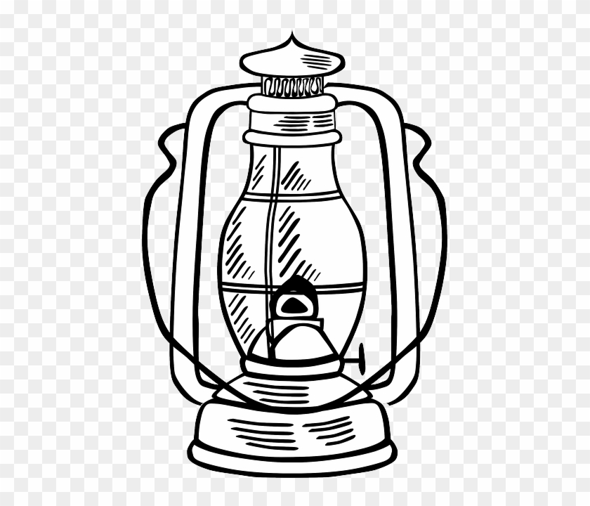 Outline, Lamp, Tool, Hurricane, Lantern, Oil, Work - Oil Lamp Outline #767587