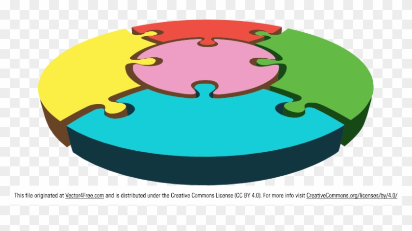 Free Circular Puzzle Vector - 4 Pieces Of Puzzle Vector #138639
