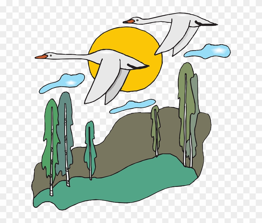 Free Nature Scene Clip Art - Migration Of Birds Cartoon #139146