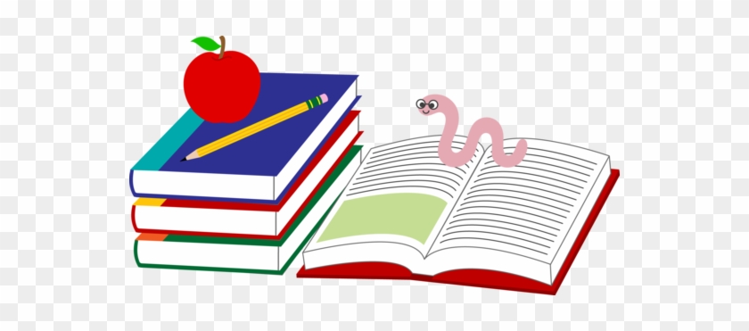 Free Clip Art Of School Text Books With A Pencil And - Apple And Pencil Transparent #141768