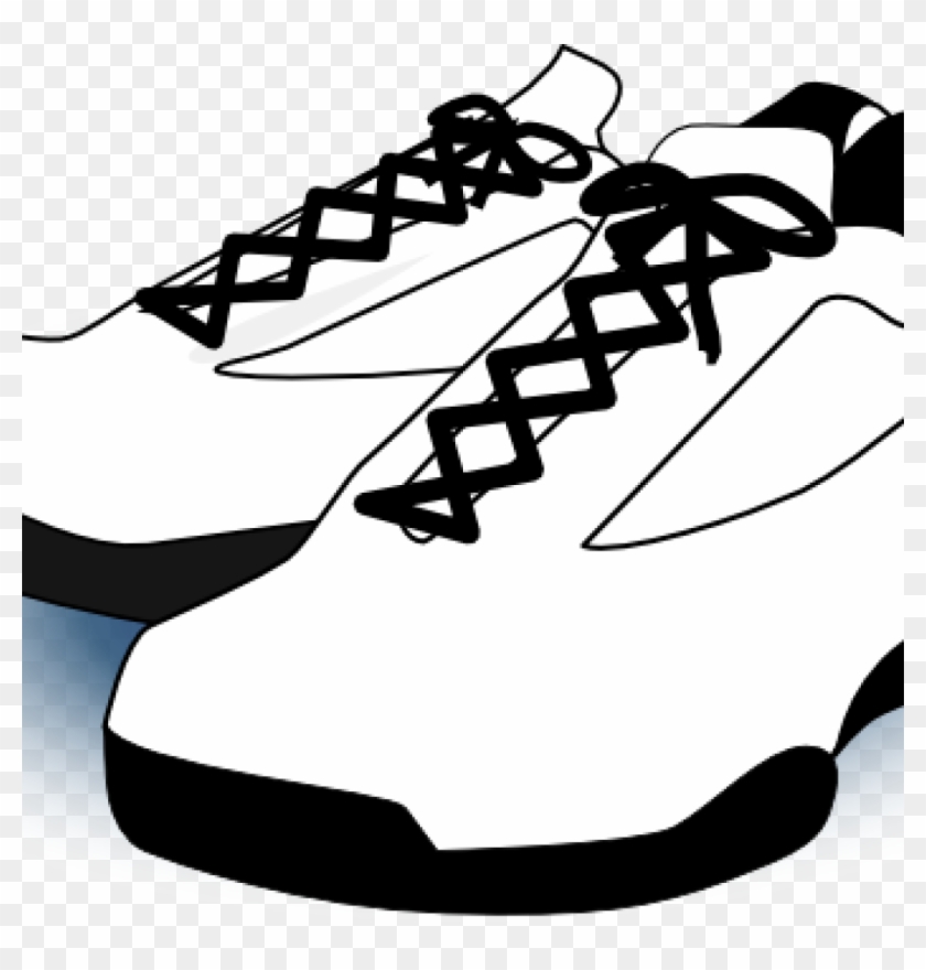 Shoes Clipart Black And White White Gym Shoes Clip - Shoes Clip Art #144779