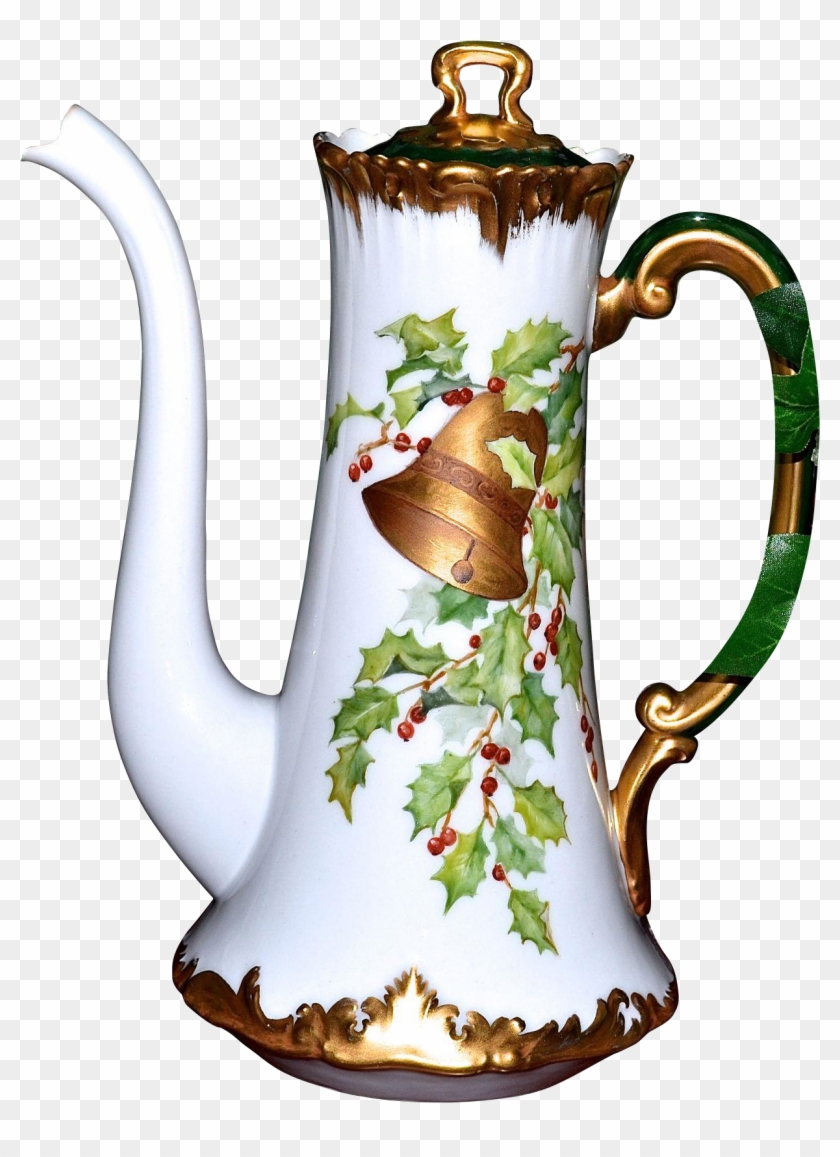 Limoges Signed Holly Berry Chocolate Pot With Gold - Teapot #769687