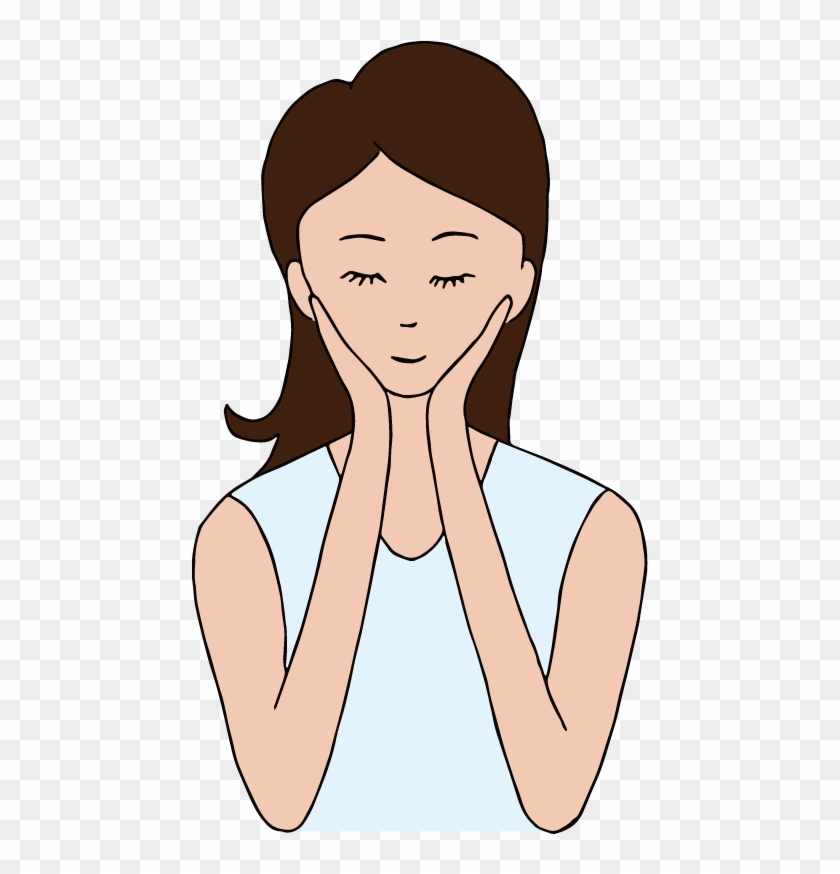 A Woman Touching Her Face By Hand - Illustration #769718
