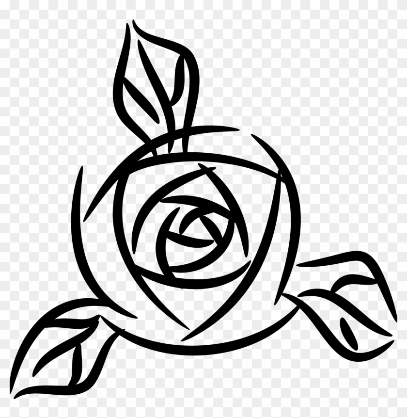 Free Clip Art Of Rose Clipart Black And White 3 Drawing - Line Art Rose #770770