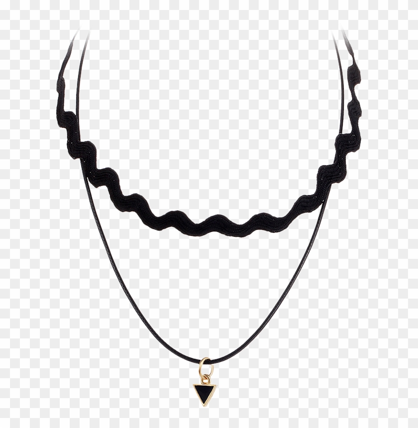 Triangle Faux Leather Rope Necklace - Fashion Velvet Ribbon Lacing Wave Retro Sweet Double #772404