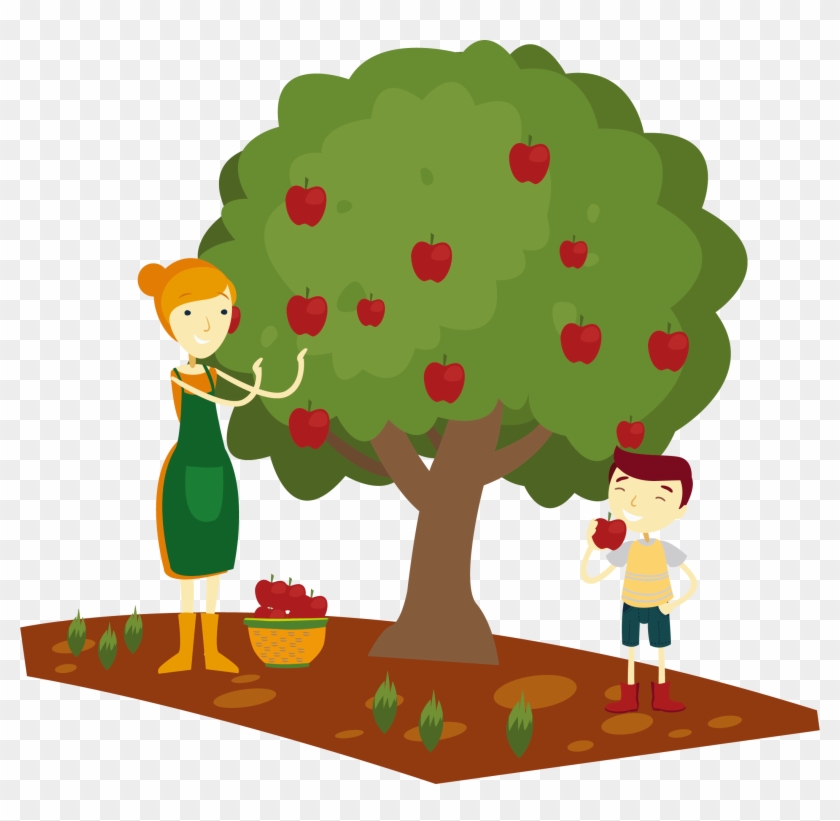 Picking Apple Work Cartoon Vector Material 2103*1957 - Picking Apple Work Cartoon Vector Material 2103*1957 #773720