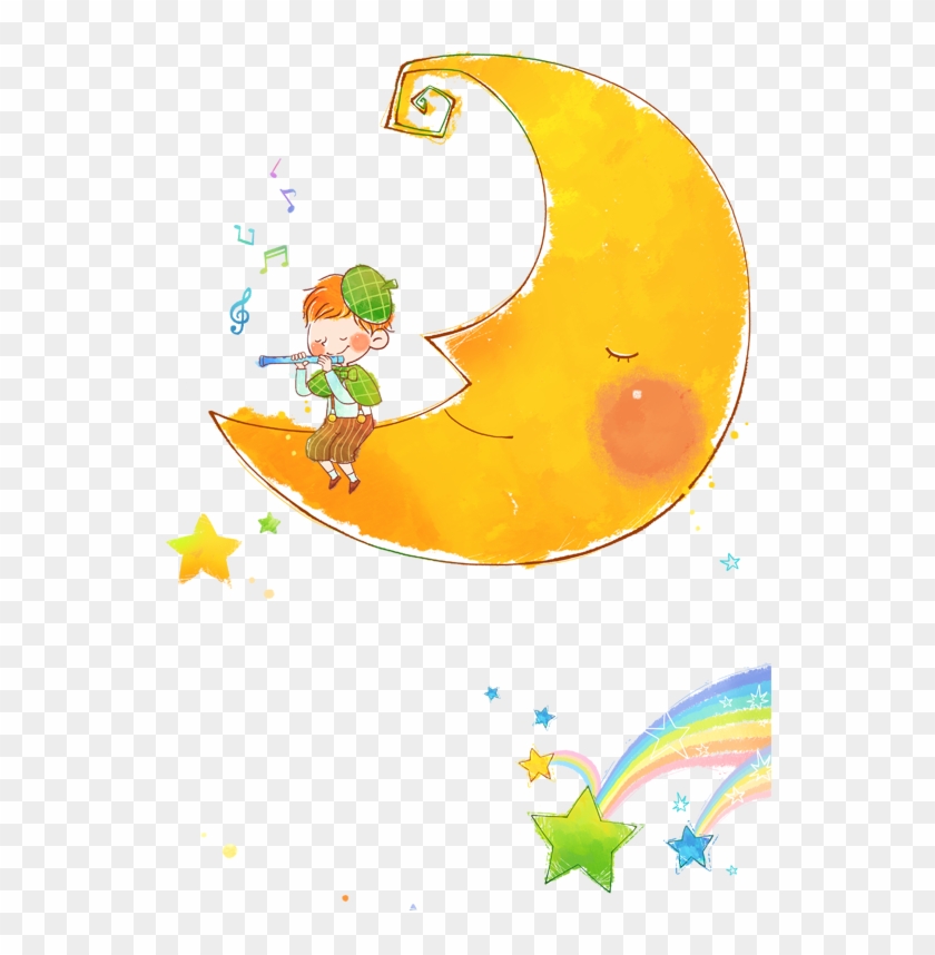 Cartoon Moon Illustration - Cartoon Moon Illustration #778774
