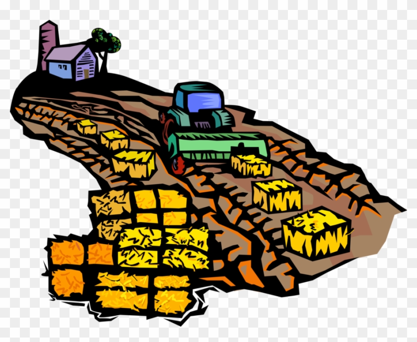 Vector Illustration Of Farmer Creating Harvested Alfalfa - Vector Illustration Of Farmer Creating Harvested Alfalfa #781778