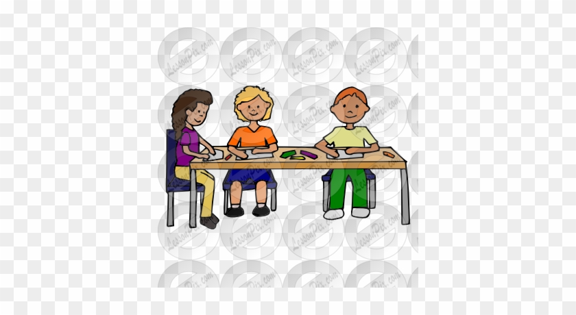 Students Working At Table Clipart - Clip Art #782944