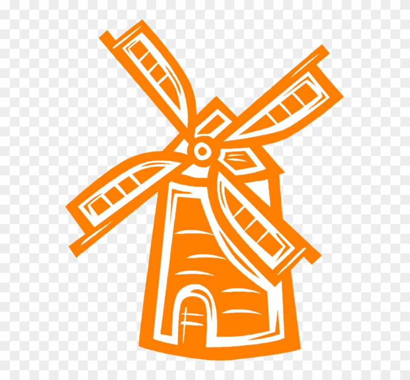 Vector Illustration Of Dutch Windmill In The Netherlands, - Windmill Holland Png #787227