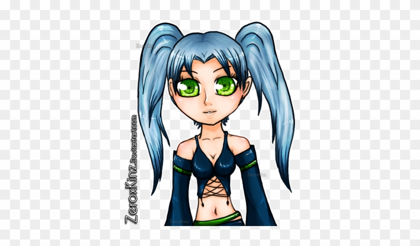 Blue Haired Chibi By Zeroxkinz - Cartoon #788244