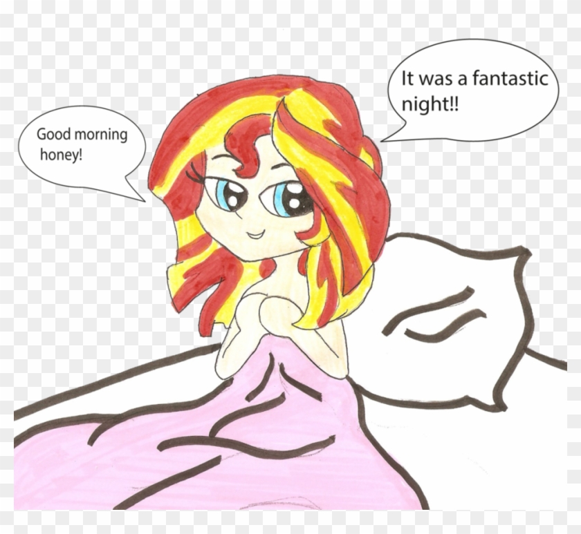 Bed, Equestria Girls, Happy, Implied Sex, Looking At - Sunset Shimmer After Sex #789301