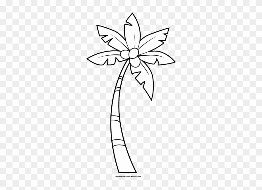 Coconut Tree Clipart Black And White - White Palm Tree Clip Art #792166