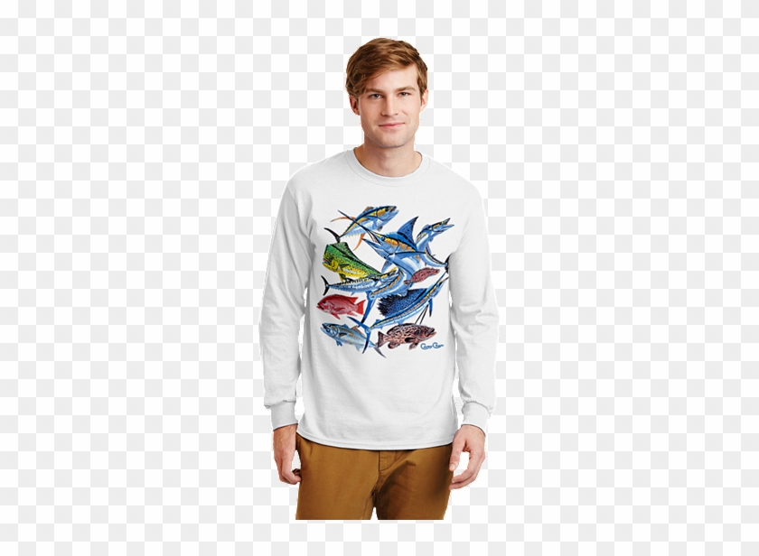 Saltwater Fishing Collage Long Sleeve T-shirt - Saltwater Fishing Collage Mahi Sailfish Albacore Marlin #799340
