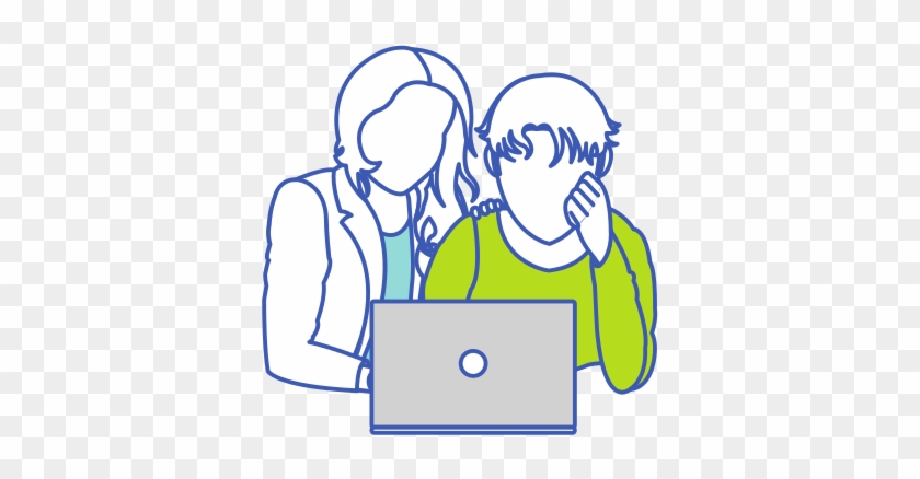 Boy And Girl With Laptop Design Illustration - Cartoon #800455