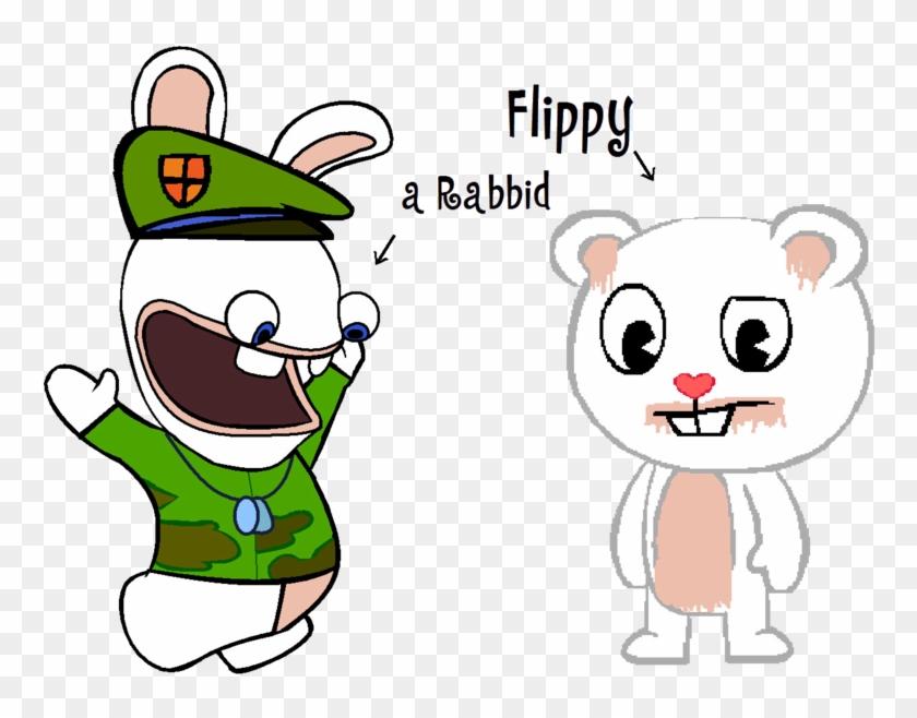 Htf And Raving Rabbids Crossover 2 By Guddlesthebunny - Happy Tree Friends Flippy #800484