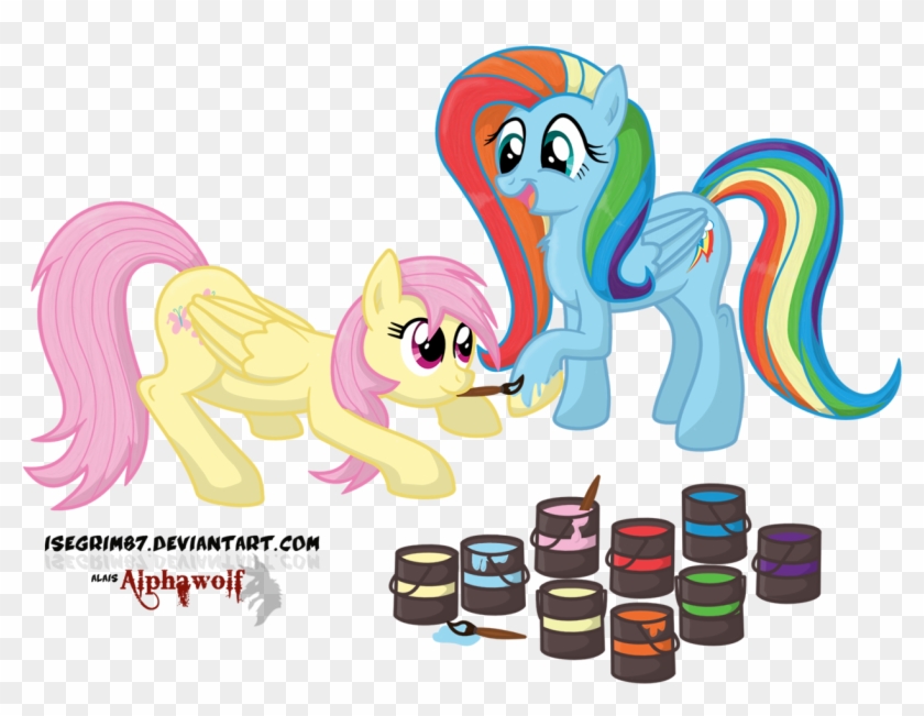 Isegrim87, Fluttershy, Paint, Painting Characters, - Mlp Flutterdash And Rainbowshy #800648