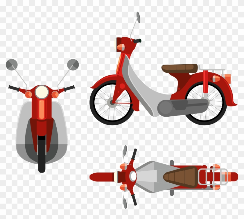 Scooter Motorcycle Illustration - Motorcycle Top View Vector #801218