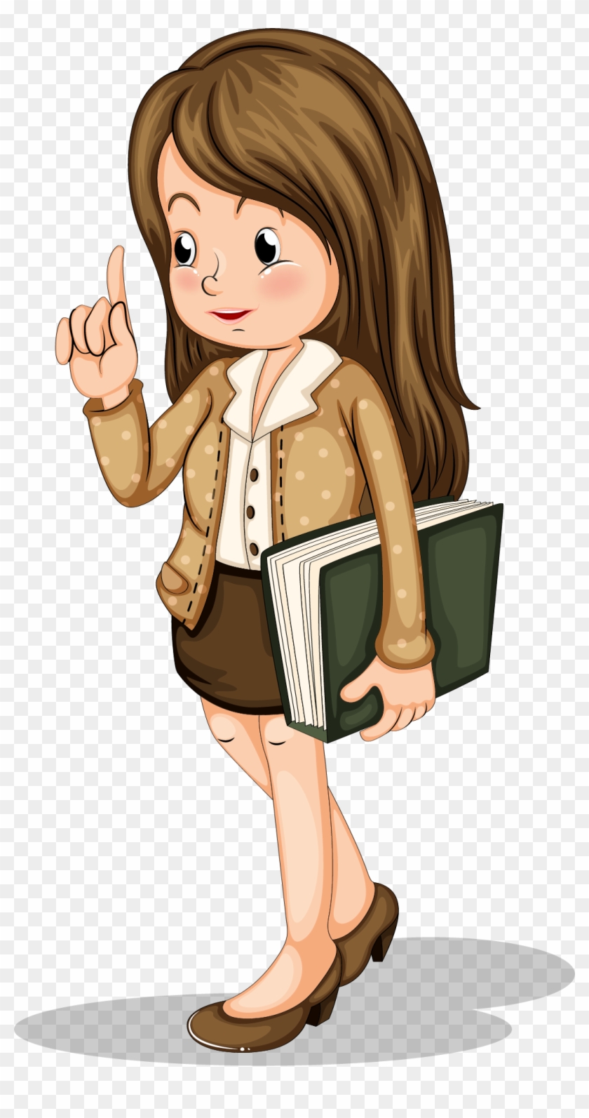 Teacher Cartoon Illustration - Long Haired Teacher Clipart #803709