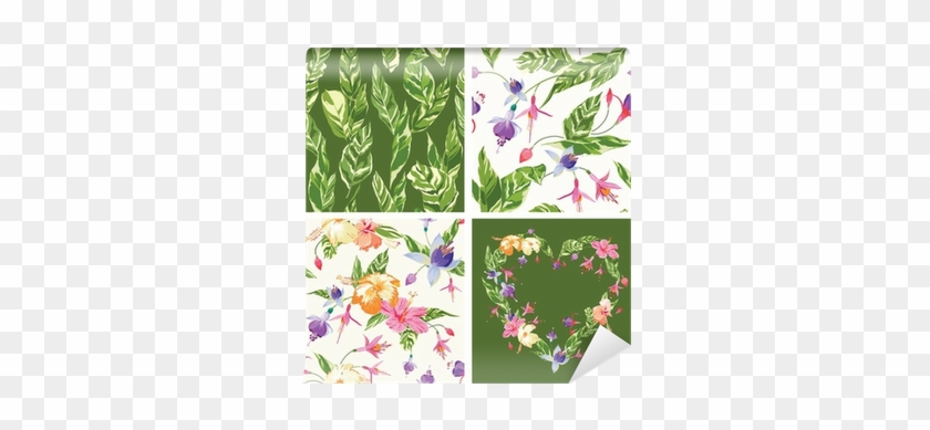 Set Of Tropical Backgrounds - Flash Mat 45 X 75 Cm - Deurmat - Zwart #807206