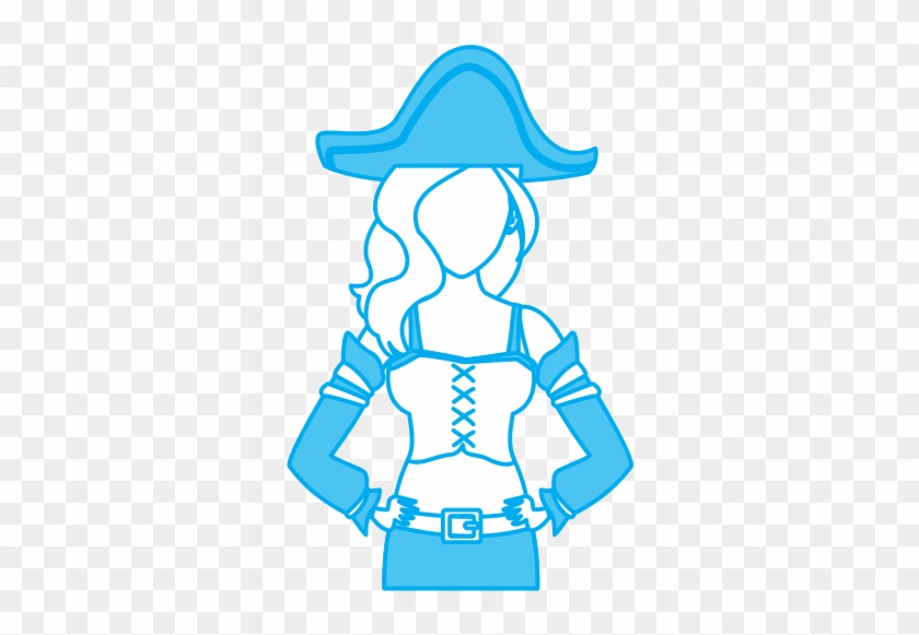 Beautiful Woman Pirate Cartoon - Vector Graphics #814846