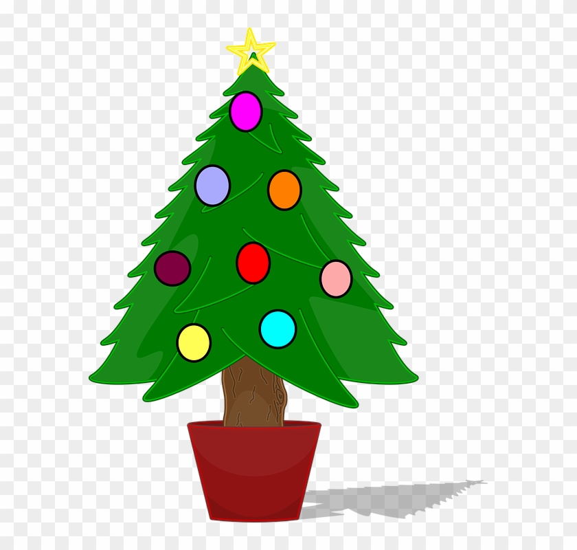 Christmas Tree Christmas Baubles Potted Tree - Christmas Tree Clip Art #149891