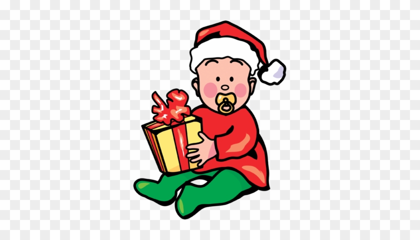 Christmas Baby With Gift Image - Baby Christmas Clip Art #150197