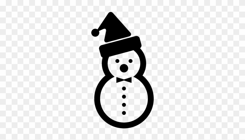 Snowman Of Two Balls Of Snow With A Christmas Bonnet - Snowman Png Black And White #151298