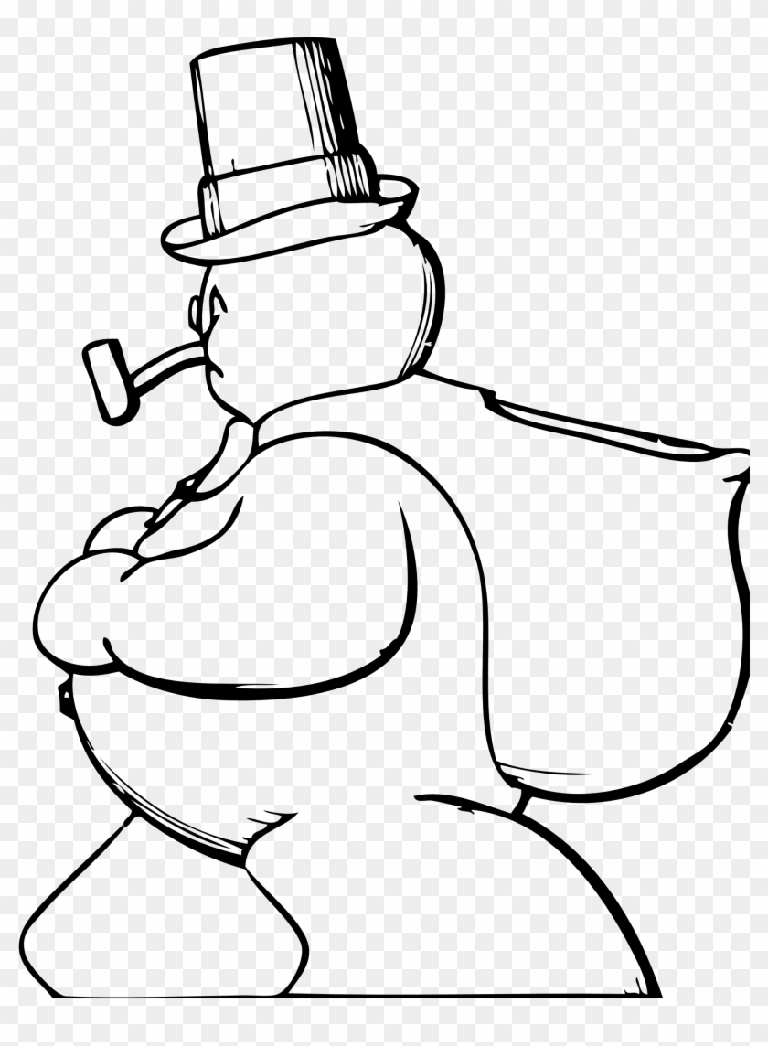 » Clip Art » Snowman Side View Black White Line Art - Snowman Clip Art #151377