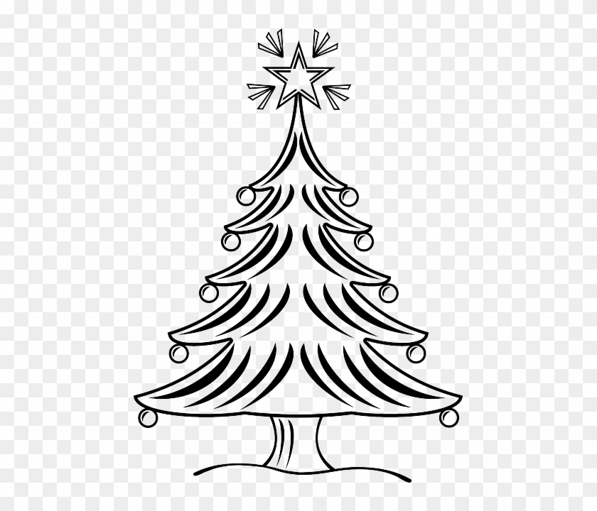 Free Christmas Tree Outline Clipart Black White - Christmas Tree Black & White #151533