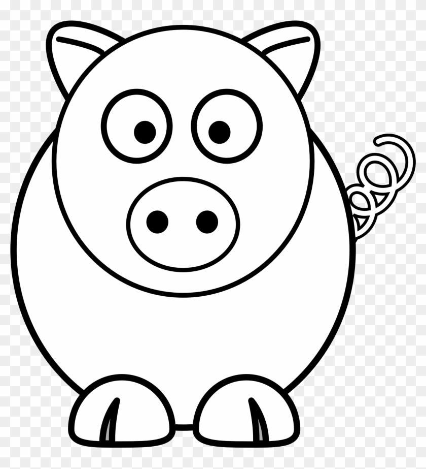 Pig Round Black White Line Art Christmas Xmas Stuffed - Edmond Memorial High School #151564