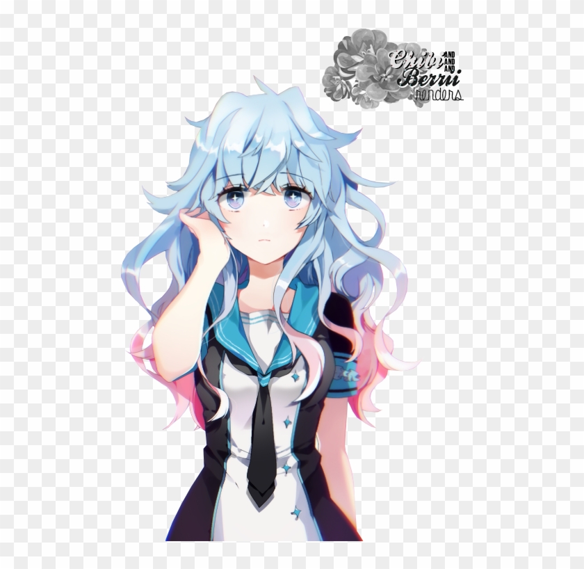 Anime Render - Anime Girl With Blue And Pink Hair #815777