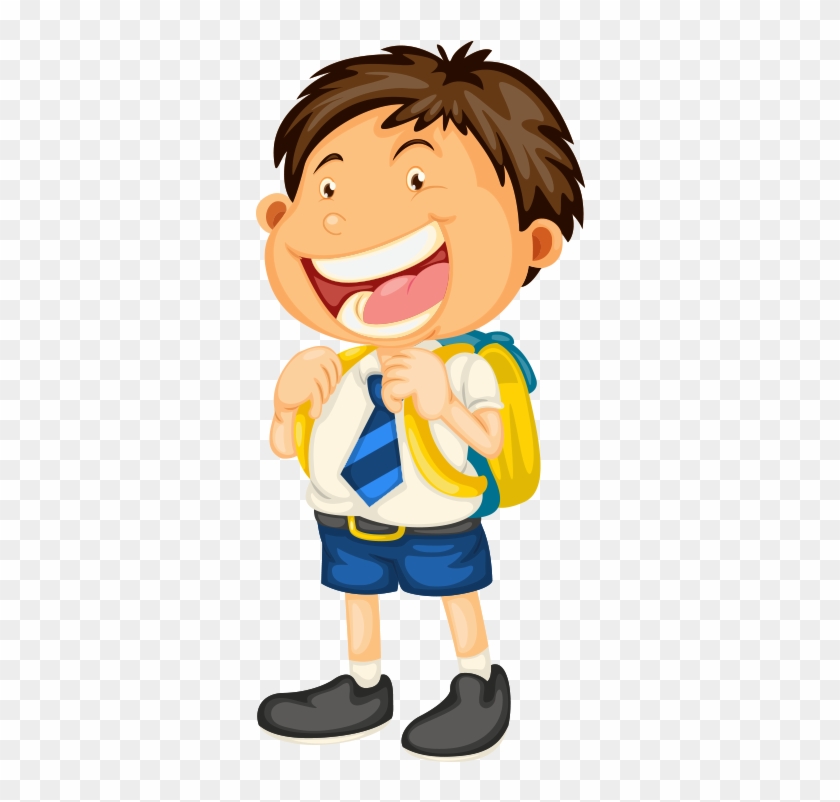 Student School Uniform Clip Art - Boy Going To School Cartoon #816305