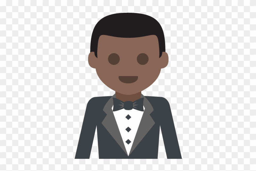 Man In Tuxedo Dark Skin Tone Emoji Emoticon Vector - Tuxedo #820247