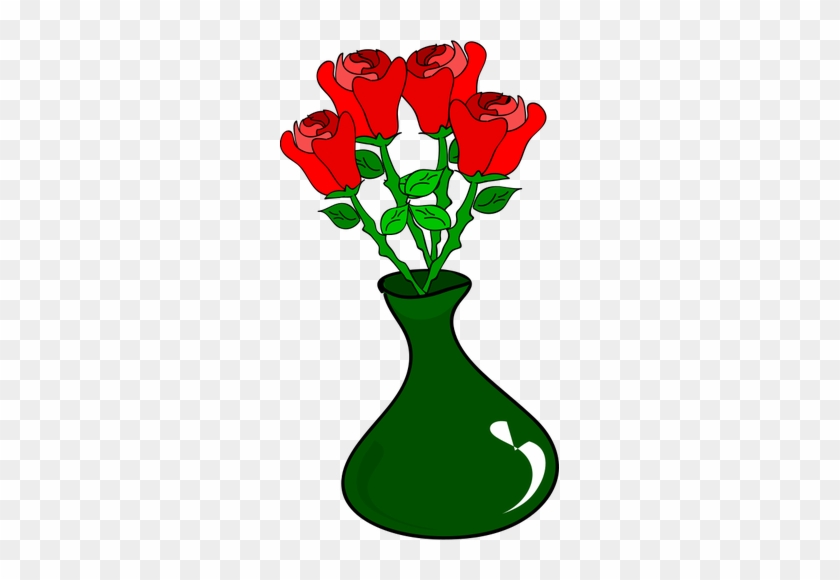 Vetor Desenho De Pote De Rosas - Flowervase Clipart #822921