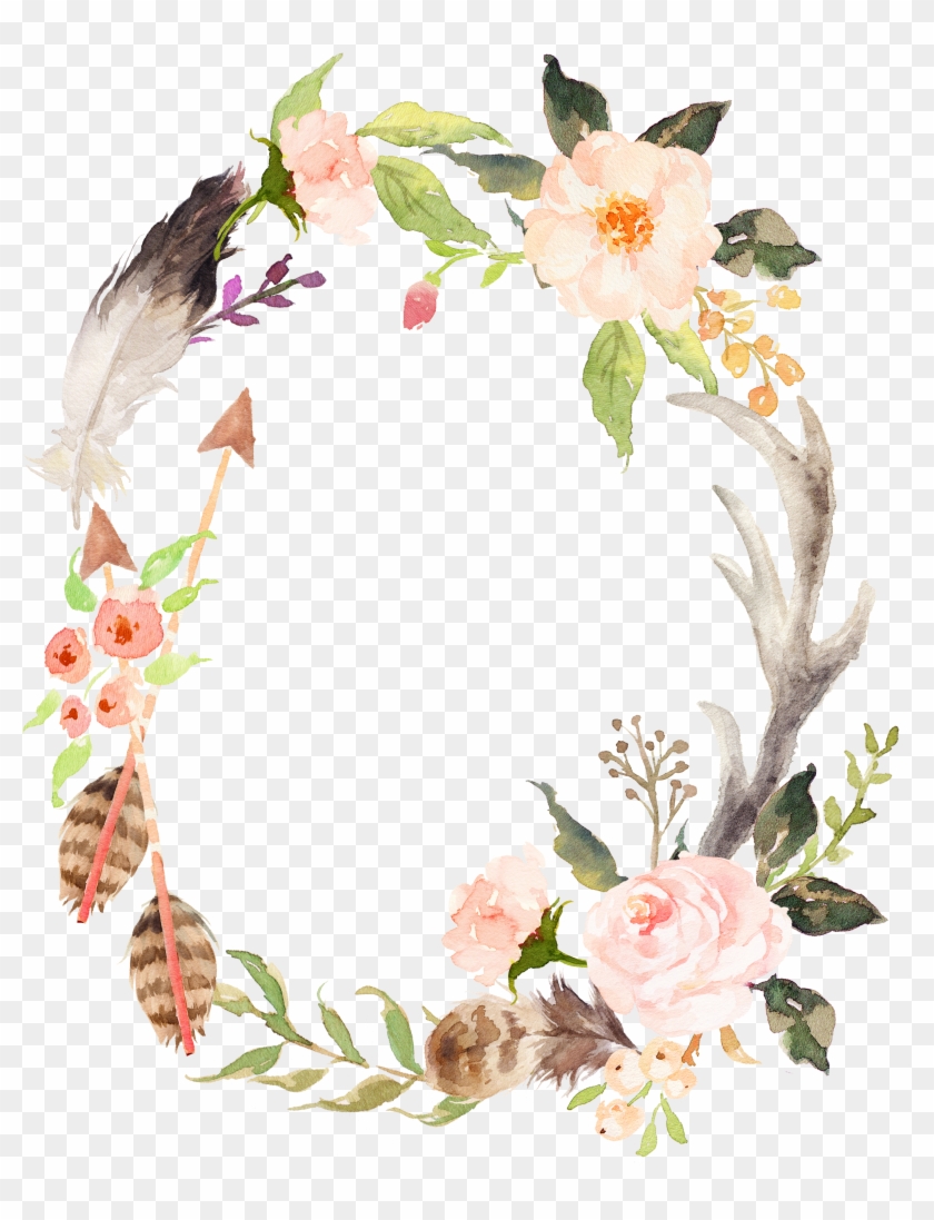 Wedding Invitation Wreath Watercolor Painting Poster - Woodland Baby Shower Decorations For Girl #825342