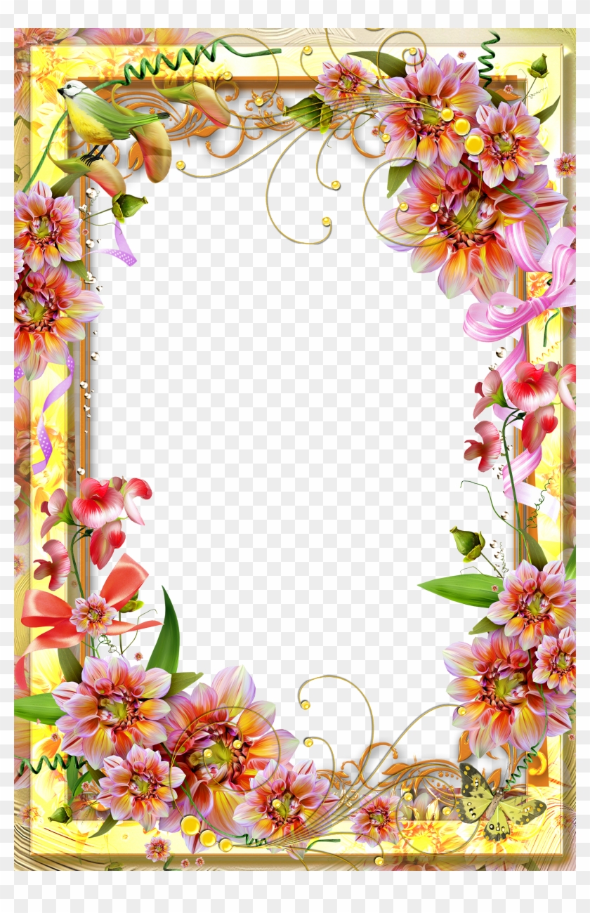 Yellow Transparent Frame - Page Borders Flower Design #826115